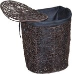my home W&auml;schekorb, Rattan-Geflecht, mit Stoffeinsatz und Deckel, H&ouml;he 62 cm