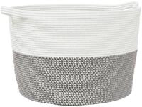 vidaXL W&auml;schekorb W&auml;schekorb Grau und Wei&szlig; &Oslash;60x36 cm Baumwolle (1 St)