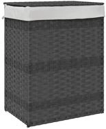 vidaXL W&auml;schekorb, W&auml;schesammler mit Deckel Grau 46x33x60 cm Poly Rattan