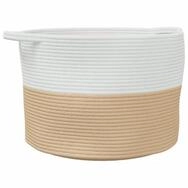 vidaXL W&auml;schekorb W&auml;schekorb Beige und Wei&szlig; &Oslash;55x36 cm Baumwolle (1 St)