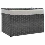 vidaXL W&auml;schekorb, W&auml;schesammler mit Deckel Grau 55,5x35x34 cm Poly Rattan