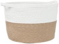 vidaXL W&auml;schekorb W&auml;schekorb Braun und Wei&szlig; &Oslash;60x36 cm Baumwolle (1 St)