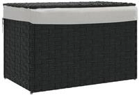 vidaXL W&auml;schekorb W&auml;schekorb mit Deckel Schwarz 55,5x35x34 cm Poly Rattan (1...