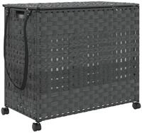vidaXL W&auml;schekorb, W&auml;schesammler mit Rollen Grau 66x35x60 cm Rattan