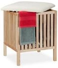 relaxdays W&auml;schekorb aus Walnussholz mit Sitz