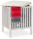 relaxdays W&auml;schekorb Wei&szlig;er W&auml;schekorb mit Sitz