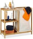 relaxdays Badregal mit W&auml;schekorb Bambus beige|braun