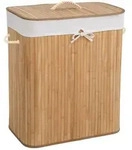 tectake W&auml;schekorb W&auml;schesammler mit W&auml;schesack eckig, aus Bambus beige|braun