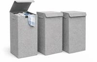 DuneDesign W&auml;schekorb mit Deckel - 2er Set W&auml;schetruhe Leinenlook - 30x60x60