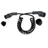 ROLINE E-Auto Spiral-Ladekabel Typ2, 3-phasig Autoladekabel, IEC 62196-2 Typ 2