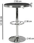 FINEBUY Bartisch FB45665 &Oslash; 60 cm American Diner Schwarz / Alu Design...