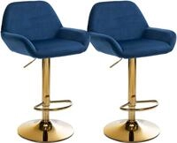 CLP Barhocker Braga (Set, 2 St., 2er), Samt-Bezug, Gold-Optik h&ouml;henverstellbar