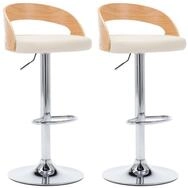 vidaXL Barhocker Barhocker 2 Stk. Cremewei&szlig; Kunstleder und Bugholz (2 St)