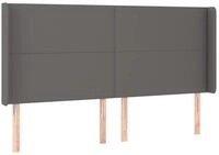 vidaXL Bett Kopfteil mit Ohren Grau 203x16x118/128 cm Kunstleder (1-tlg)