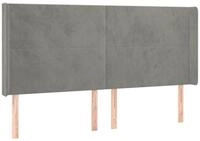 vidaXL Bett Kopfteil mit Ohren Hellgrau 203x16x118/128 cm Samt (1-tlg)
