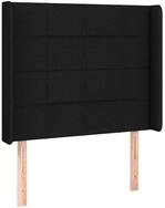 vidaXL Bett Kopfteil mit Ohren Schwarz 93x16x118/128 cm Stoff (1-tlg)