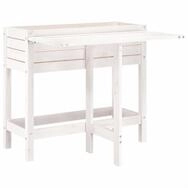 vidaXL Blumentopf Pflanzkasten mit Klappbarer Tischplatte Wei&szlig; Massivholz...