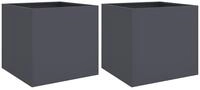 vidaXL Pflanzk&uuml;bel, Pflanzkasten 2 Stk. Anthrazit 42x40x39 cm Kaltgewalzter...