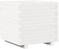 vidaXL Blumentopf Pflanzk&uuml;bel Wei&szlig; 50x50x49,5 cm Massivholz Kiefer (1 St)