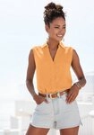 LASCANA Blusentop aus softer Webware mit Leinenanteil, Damenbluse mit