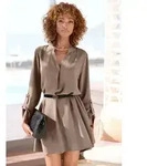 LASCANA Longbluse (mit G&uuml;rtel in Lederoptik) aus glatter Ware, lockeres Blusenkleid