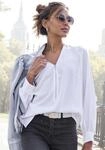 Langarmbluse LASCANA, Damen, Gr. 36, wei&szlig;, Web, Obermaterial: 100% Polyester,