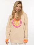 Hoodie ZWILLINGSHERZ, Damen, Gr. S/M, beige, Sweatware, Obermaterial: 50% Baumwolle,