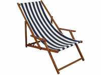ERST-HOLZ Gartenliege Gartenliege blau-weiß Liegestuhl Sonnenliege Strandstuhl
