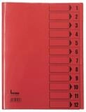 bene F&auml;chermappe bene 84800RT Ordnungsmappe 12 F&auml;cher rot