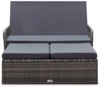 vidaXL Gartenlounge-Set, 2-tlg. Lounge Set mit Auflagen Poly Rattan Grau
