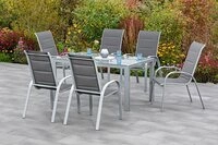 MERXX Garten-Essgruppe Amalfi di lusso, (7-tlg), 6 Sessel mit Tisch