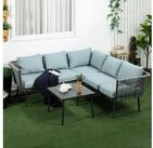 Outsunny Sitzgruppe Gartengarnitur mit 2 Doppelsofas, 1 Ecksofa, 1 Couchtisch,