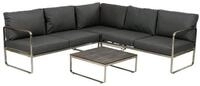 Greemotion Gartenlounge-Set Boston Lounge-Set Schwarz-Holz / Grau inkl....