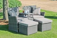 Garden Pleasure Gartensessel CALGARY (Set), Doppelsessel mit integriertem Tisch, 2