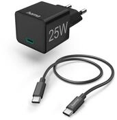 Hama Schnellladeger&auml;t mit Ladekabel USB C, Mini Ladeger&auml;t, PD, 25W, 1 m