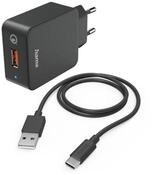Hama Schnellladeger&auml;t mit Ladekabel USB C Qualcomm&reg; 19,5 W 1,5m Schwarz