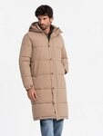 OMBRE Wintermantel Lange Herren-Steppjacke mit abnehmbarer Kapuze