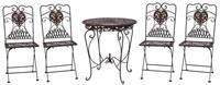 Aubaho Dekoobjekt Gartentisch und 4 St&uuml;hle Eisen Bistrom&ouml;bel Antik-Stil Tisch