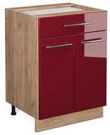 Vicco Unterschrank Fame-Line, Bordeaux Hochglanz/Eiche 60cm, ohne Arbeitsplatte