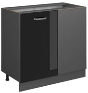Vicco Eckunterschrank R-Line, Schwarz Hochglanz/Anthrazit, 86 cm ohne...