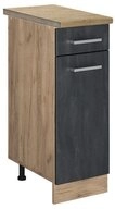 Vicco Unterschrank R-Line, Schwarz Beton/Goldkraft Eiche, 30 cm AP Eiche (1-St)
