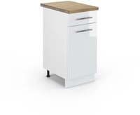 Vicco Unterschrank Fame-Line, Wei&szlig; Hochglanz/Wei&szlig;, 40 cm, AP Eiche (1-St)