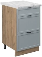 Vicco Unterschrank Fame-Line, Hellblau-grau/Goldkraft Eiche, 50 cm, AP Marmor...