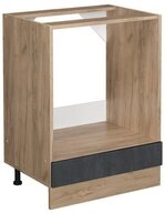 Vicco Herdumbauschrank R-Line, Schwarz Beton/Goldkraft Eiche, 60 cm ohne