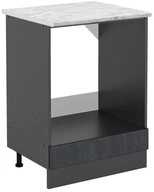 Vicco Herdumbauschrank R-Line, Schwarz Beton/Anthrazit, 60 cm AP Marmor (1-St)