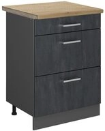 Vicco Unterschrank R-Line, Schwarz Beton/Anthrazit, 60 cm AP Eiche (1-St)