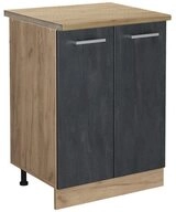 Vicco Unterschrank R-Line, Schwarz Beton/Goldkraft Eiche, 60 cm AP Eiche (1-St)
