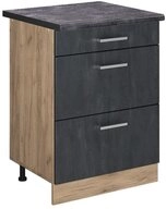 Vicco Unterschrank R-Line, Schwarz Beton/Goldkraft Eiche, 60 cm AP Anthrazit...