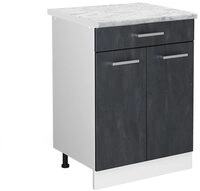 Vicco Unterschrank R-Line, Schwarz Beton/Wei&szlig;, 60 cm AP Marmor (1-St)