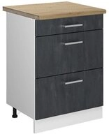 Vicco Unterschrank R-Line, Schwarz Beton/Wei&szlig;, 60 cm AP Eiche (1-St)
